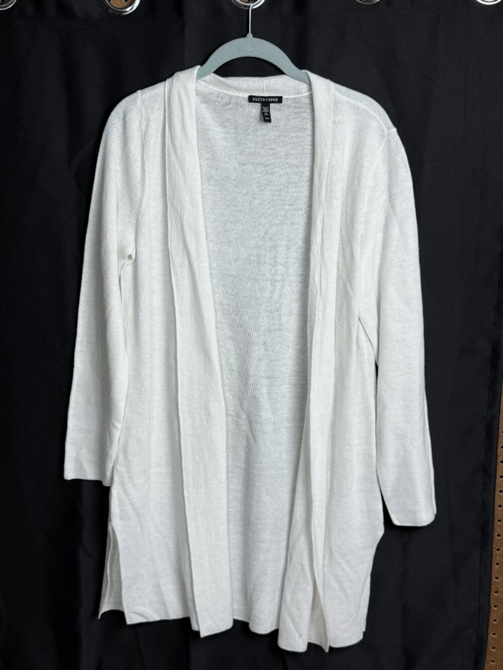 Eileen Fisher White Open Knit Cardigan Medium Coastal Capsule Minimalist